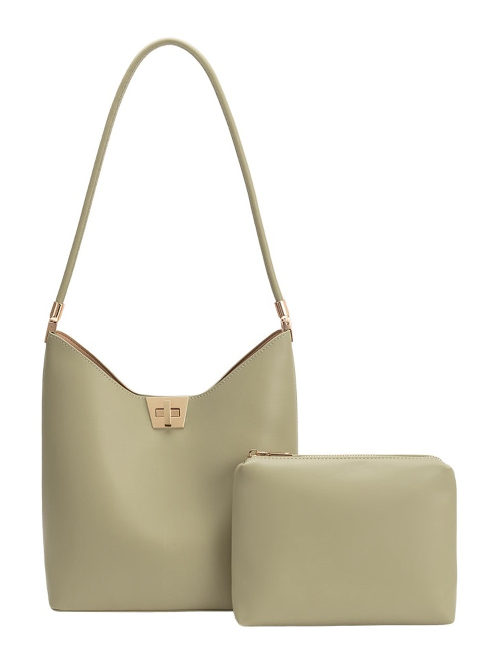 NWT Melie Bianco Billie Mint Green Recycled Vegan Leather Tote Bag + Pouch